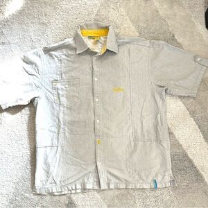 Rocawear Men's Linen Short‎ Sleeved Shirt Tan Size 2XL Button Up